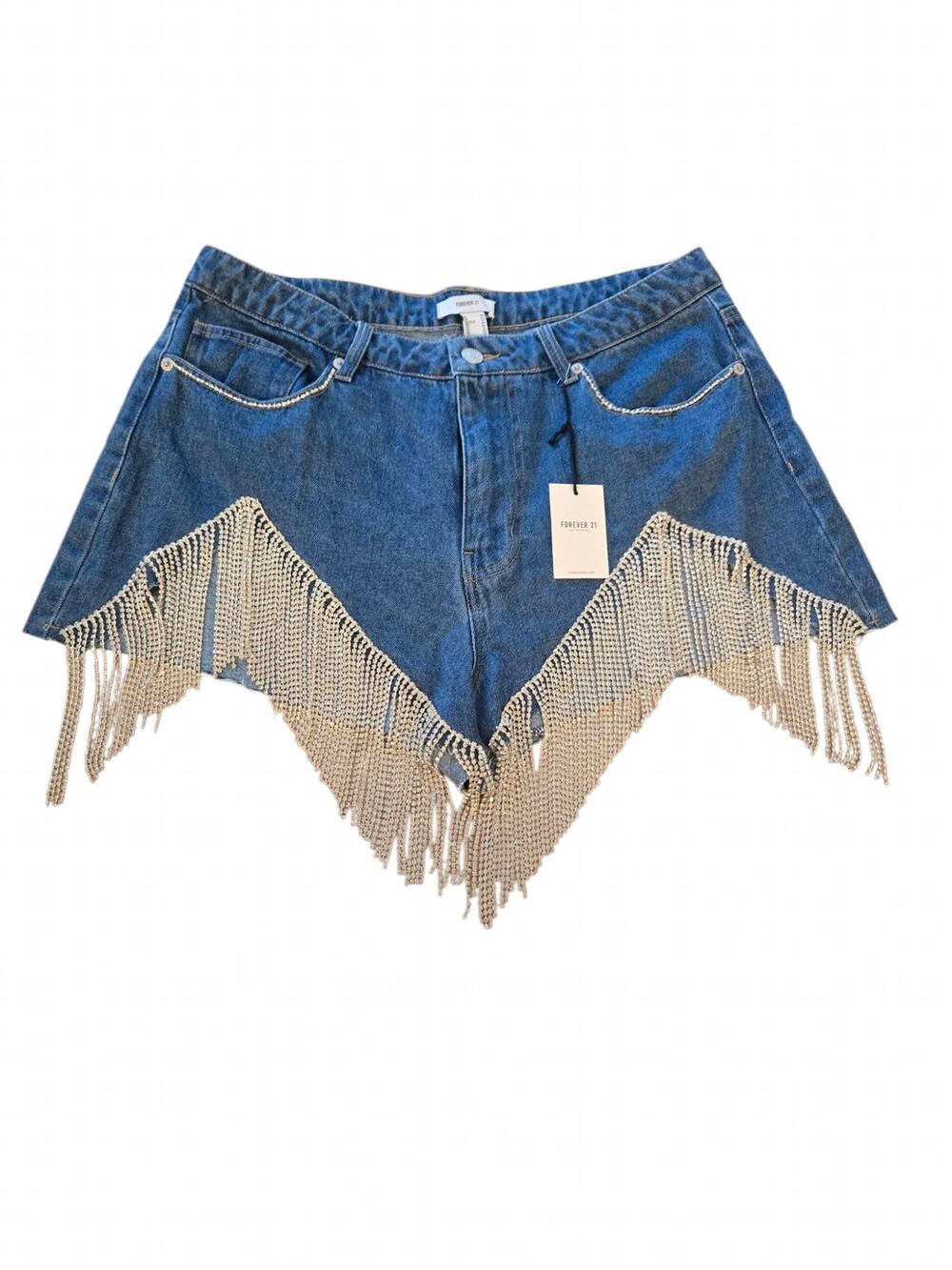 NWT Forever 21 western inspired gemstone fringe shorts, size US 31